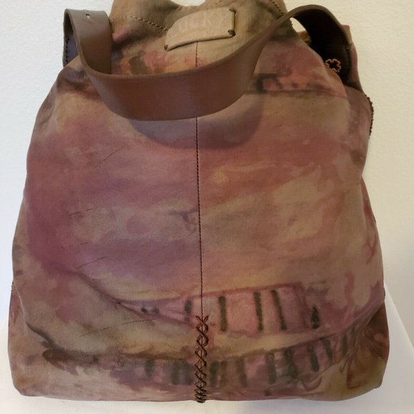 Leather cowgirl hippy bag purse hobo black brown tan red burgundy beige tie dyed - Picture 3 of 11